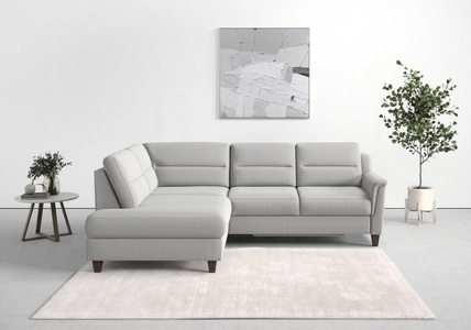 sit&more Ecksofa »Farö«, inklusive Federkern, mit naturfarbenen Füssen, wahlweise mit Bettfunktion und Bettkasten