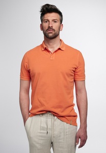 Eterna, ETERNA KURZARM POLOSHIRT REGULAR FIT UPCYCLING SHIRT PIQUÉ ORANGE, REGULAR FIT Poloshirt in orange unifarben