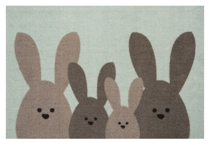 Hanse Home, Hanse Home - Fussmatte Bunny Family - 40 x 60 cm, HANSE Home Fussmatte »Bunny Family, Türmatte«, rechteckig, 7 mm Höhe, Schmutzfangmatte, In-& Outdoor, Rutschfest, Waschbar, Türmatte, Ostern