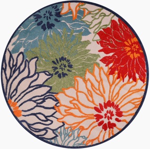 Sanat Teppich »Floral 2«, rund, 6 mm Höhe, In- und Outdoor geeignet, florales Design, Balkon, Terasse
