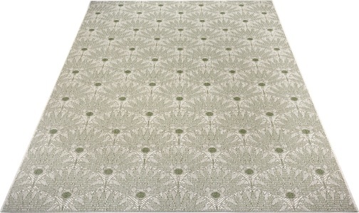 White Label, White Label - Teppich In-& Outdoor - 80 x 150 cm; - Grün Creme, Leonique Teppich »Kaia«, rechteckig, 3 mm Höhe, florales Muster, strapazierfähig & pflegeleicht, Flachgewebe