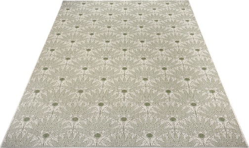 White Label, White Label - Teppich In-& Outdoor - 80 x 150 cm; - Grün Creme, Leonique Teppich »Kaia«, rechteckig, 3 mm Höhe, florales Muster, strapazierfähig & pflegeleicht, Flachgewebe