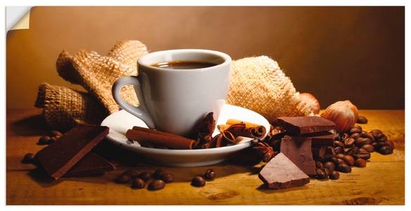 Artland, Artland Wandbild »Kaffeetasse Zimtstange Nüsse Schokolade«, Artland Wandbild »Kaffeetasse Zimtstange Nüsse Schokolade«, Getränke, (1 St.), als Leinwandbild, Poster, Wandaufkleber in verschied. Grössen
