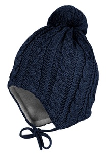 Maximo, MAXIMO Strickmütze mit Zopfstrickmuster mit Pompon und Bindeband
