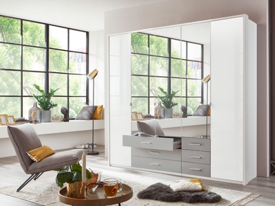 Wimex, Wimex Drehtürenschrank »Sumatra«, Livetastic Drehtürenschrank in weiss, hellgrau , Sumatra , Holzwerkstoff , 3 Fächer , 6 Schubladen , 225x210x58 cm , Dekorfolie,Dekorfolie,Nachbildung,Nachbildung , In verschiedenen Grössen erhältlich , 001787056302