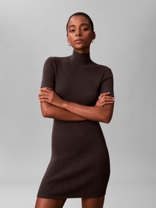 Calvin Klein Jeans Minikleid Ohne Tasche Figurbetonte Passform mit Stehkragen