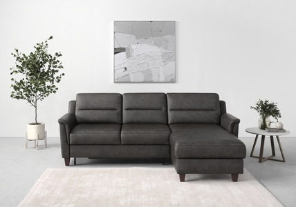 sit&more Ecksofa »Farö«, inklusive Federkern, mit naturfarbenen Füssen, wahlweise mit Bettfunktion und Bettkasten