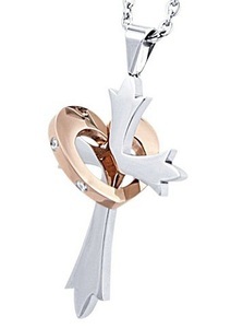 FIRETTI, Firetti Kette mit Anhänger »Kreuz & Herz«, Firetti Kette mit Anhänger »Halskette Schmuck Geschenk Kreuz & Herz 