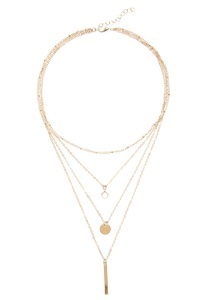 Lascana, LASCANA Kette mit Anhänger, Vierreihig mit Anhänger, LASCANA Kette mit Anhänger, Vierreihiges Kettenset mit Anhänger, Halskette, Halsschmuck