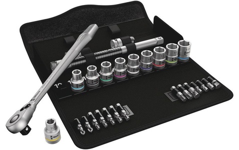 Wera, Wera Zyklop Metal 8100 SC 8 Steckschlüsselsatz metrisch 1/2 (12.5 mm) 28teilig 05004078001, Zyklop Metal-Knarrensatz 8100 SC 8, Werkzeug-Set