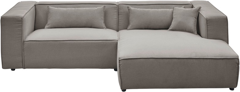 LeGer Home by Lena Gercke Ecksofa »PIARA mit Kedernaht in Cord oder Leinenoptik, moderne Couch in L-Form«, wahlweise Ottomane rechts/links, schwarze Füsse, bequemer Sitzkomfort