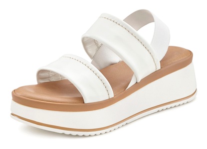 Lascana, LASCANA Sandalette, aus Leder mit leichtem Keilabsatz, 