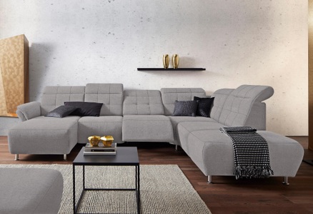 PLACES OF STYLE, Places of Style Wohnlandschaft »Manhattan«, 2 Sitze mit elektrischer Relaxfunktion, verstellbare Armlehnen, Places of Style Wohnlandschaft »Manhattan U-Form«, 2 Sitze mit elektrischer Relaxfunktion, verstellbare Armlehnen