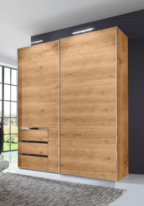 Wimex, home24 Schwebetuerenschrank level 36A, MID.YOU Schwebetürenschrank in eichefarben , Level 36A 250Cm Eiche Dekor , Metall , 3 Fächer , 3 Schubladen , 250x216x65 cm , Dekorfolie,Nachbildung , umfangreiches Zubehör erhältlich, In verschiedenen Grössen erhältlich, in verschiedenen Holzd