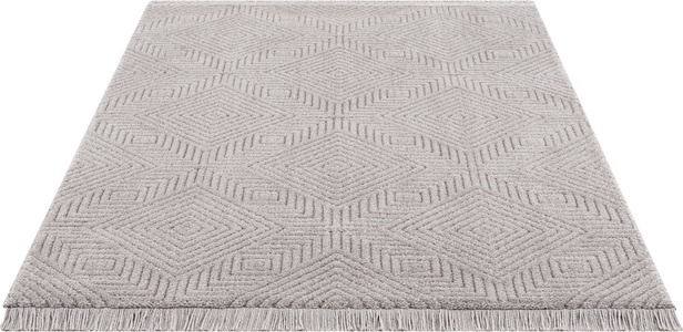 LEONIQUE, Leonique Teppich »Duchesse«, rechteckig, 22 mm Höhe, grafisches Design, 3D Effekt, mit Fransen, Wohnzimmer, Leonique Teppich »Duchesse«, rechteckig, 22 mm Höhe, grafisches Design, Boho, Wende-Teppich im 3D-Effekt, mit Fransen