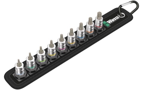 Wera, Wera 8767 A 05003882001 Innen-TORX Steckschlüssel-Bit-Einsatz-Set 9teilig 1/4 (6.3 mm), Belt A3 TORX HF Zyklop Bitnuss-Satz, 9-teilig, Steckschlüssel