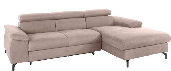 COTTA Ecksofa »Komaris I«, inklusive Kopf- bzw. Rückenteilverstellung, wahlweise Bettfunktion und Bettkasten, eleganter schwarzer Fuss