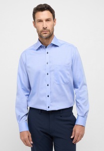 Eterna, ETERNA LANGARM HEMD COMFORT FIT PINPOINT MITTELBLAU UNIFARBEN, COMFORT FIT Hemd in blau unifarben
