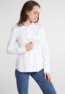 Eterna, ETERNA LANGARM BLUSE MODERN CLASSIC COVER SHIRT TWILL WEISS UNIFARBEN, Cover Shirt Bluse in weiß unifarben