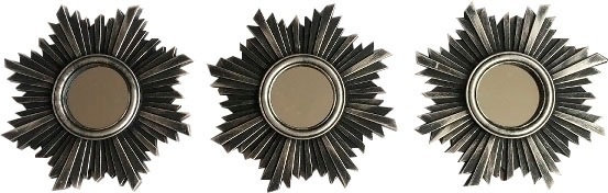 Myflair Möbel & Accessoires, Myflair Möbel & Accessoires Spiegel, (Set, 3 St.), Myflair Möbel & Accessoires Dekospiegel »3tlg. Spiegelset«, (Set, 3 St.), Wandspiegel, Wanddeko, schwarz, rund, Ø 25 cm, Sonne, Wohnzimmer
