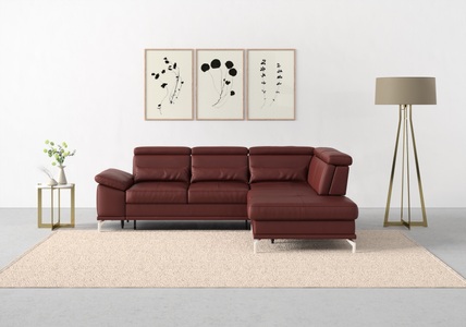 SIT&MORE, sit&more Ecksofa »Cabrio«, mit Sitztiefenverstellung und Federkern, 3 Nierenkissen, sit&more Ecksofa »Cabrio L-Form, B: 274 cm, mit Sitztiefen-, Arm- & Kopfteilverstellung« 3 Nierenkissen, Federkern, optional Bettfunktion und Stauraum
