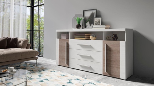 SERIE ROGER, Sideboard »Serie Roger«, Breite 182cm, INOSIGN Sideboard »Roger,Breite 182cm, stilvolle Schrank, 2 Holztüren 3 Schubladen«, Kommode mit viel Stauraum, Einlegeböden verstellbar