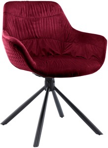 mutoni casual, Esszimmerstuhl mit Armlehnen Gribstox rot, SalesFever Esszimmerstuhl »Rimini Armlehnstuhl, Rückseite mit Wabensteppung«, 1 St., Samtoptik, Esszimmersessel, Rückseite mit Wabensteppung,360° Drehfunktion