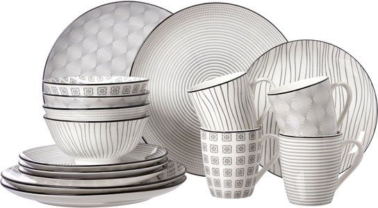 RITZENHOFF & BREKER, Ritzenhoff & Breker Kombiservice »Tamao«, (Set, 16 tlg.), Ethno-Stil, Ritzenhoff & Breker Kombiservice »Geschirr-Set, Service Tamao«, (Set, 16 tlg.), Ethno-Stil, 16 Teile, für 4 Personen