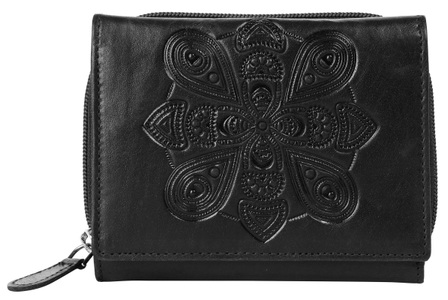 Bruno Banani, Bruno Banani Geldbörse »Mandala«, (1 tlg.), echt Leder, Bruno Banani Geldbörse »Mandala«, echt Leder