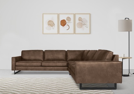 Places of Style Ecksofa »Pinto«, mit langem Schenkel, Keder und Metallfüssen