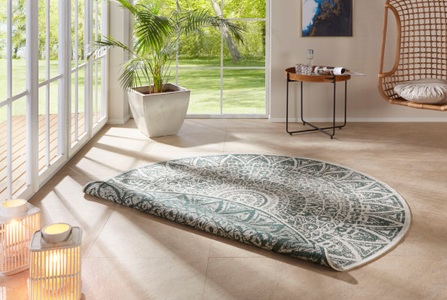 Freundin home collection, freundin Home Collection Teppich »Lilja«, rund, 5 mm Höhe, In-und Outdoor geeignet, Mandala, Wohnzimmer, Balkon, Terrasse, Garten, Pflegeleicht, Flachgewebe, Wendbar, freundin Home Collection Teppich »Lilja«, rund, 5 mm Höhe, In-& Outdoor, Wendeteppich, Wetterfest, Balkon, Garten, Wohnzimmer
