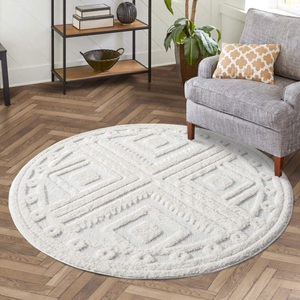Carpet City, Carpet City Hochflor-Teppich »FOCUS777«, rund, Boho-Teppich, Hochtief-Muster/ 3D-Effekt, für Wohnzimmer, Schlafzimmer, Carpet City Hochflor-Teppich »FOCUS777«, rund, 20 mm Höhe, Boho-Teppich, Hochtief-Muster/ 3D-Effekt, für Wohnzimmer, Schlafzimmer