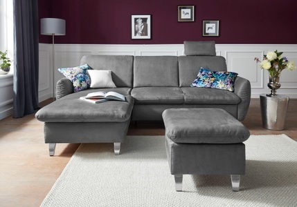 SIT&MORE, sit&more Ecksofa, sit&more Ecksofa »Daytona L-Form«, mit Federkern, einer Kopfstütze und wahlweise mit Bettfunktion