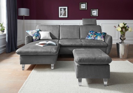 SIT&MORE, sit&more Ecksofa, sit&more Ecksofa »Daytona L-Form« mit Federkern, einer Kopfstütze und wahlweise mit Bettfunktion