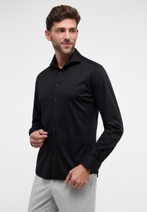 Eterna, ETERNA LANGARM HEMD MODERN FIT SOFT TAILORING JERSEY SCHWARZ UNIFARBEN, Eterna Langarmhemd »MODERN FIT«, NON IRON (bügelfrei)