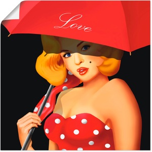Artland, Artland Wandbild »Pin-Up Girl unter rotem Regenschirm«, Artland Wandbild »Pin-Up Girl unter rotem Regenschirm«, Frau, (1 St.), als Alubild, Outdoorbild, Leinwandbild in verschied. Grössen