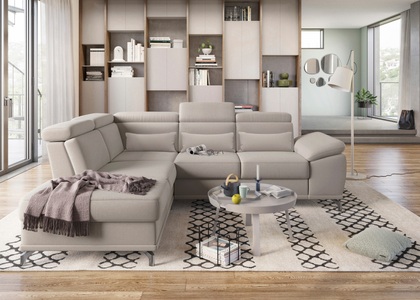SIT&MORE, sit&more Ecksofa, sit&more Ecksofa »Cabrio L-Form, mit Sitztiefenverstellung, Arm- und Kopfteilverstellung«, 3 Nierenkissen, Federkern, optional Bettfunktion und Stauraum