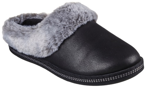 Skechers, Hausschuhe Damen Black 40, Skechers Hausschuh für Damen aus weichem Mikrofaser Textilmaterial schwarz
