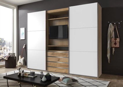 fresh to go, Fresh To Go Schwebetürenschrank »Magic«, mit drehbaren TV-Element, Wimex Schwebetürenschrank »Magic by fresh to go«, tolles EXTRA: mit drehbarem TV-Element, mittig mit Schubladen