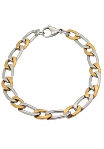 FIRETTI, Firetti Edelstahlarmband »In Panzer-und Figarokettengliederung, 7,47 mm breit, glänzend, Bicolor-Design«, Firetti Edelstahlarmband »Schmuck Geschenk Panzer-/Figarokette, bicolor, ca. 7,47 mm breit«, Made in Germany