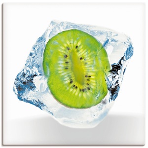 Artland, Artland Wandbild »Kiwi im Eiswürfel«, Artland Leinwandbild »Kiwi im Eiswürfel«, Lebensmittel, (1 St.), auf Keilrahmen gespannt