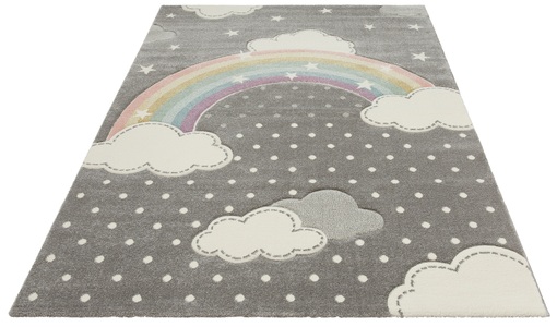 LÜTTENHÜTT, Lüttenhütt Kinderteppich »Regenbogen«, rechteckig, 13 mm Höhe, Hoch-Tief-Struktur, Pastell-Farben, Kinderzimmer, Lüttenhütt Kinderteppich »Regenbogen«, rechteckig, 13 mm Höhe, Kurzflor, Hoch-Tief-Struktur, Wolken, Punkte, Sterne, Pastell-Farben