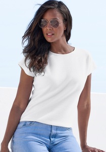 Vivance Kurzarmshirt »mit dezentem Jacquard-Muster«, aus pflegeleichter Qualität