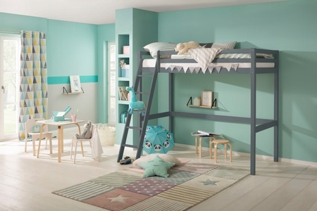 LÜTTENHÜTT, Lüttenhütt Kinderbett »Alpi«, aus massivem Kiefernholz, Inklusive Leiter und Lattenrost, Liegefläche 90x200 cm, Hochbett, GOODproduct Kinderbett »Alpi, Hochbett, Stellfläche unter dem Bett« Kiefernholz, Inklusive Leiter und Lattenrost, Liegefläche 90x200 cm