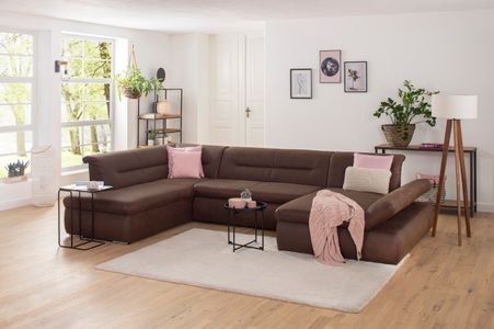 my home Wohnlandschaft »Avesa«, Wahlweise mit Armteilverstellung und Bettfunktion, B/T/H: 355/216/80 cm