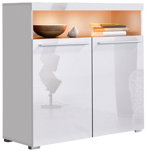 undefined, Kommode, Breite 91 cm, INOSIGN Kommode »India, Breite 91cm, stilvolle Anrichte mit 2 Türen und offene Fach«, Sideboard viel Stauraum, ohne Beleuchtung