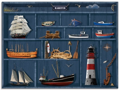Artland Glasbild »Der maritime Setzkasten«