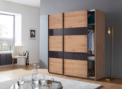 Wimex, Wimex Schwebetürenschrank »Altona«, Wimex Schwebetürenschrank »Altona«, mit Glaselementen und zusätzlichen Einlegeböden