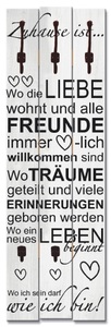 Artland, Artland Garderobenpaneel »Wo die Liebe wohnt«, Artland Garderobenleiste »Wo die Liebe wohnt«, teilmontiert