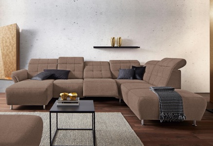PLACES OF STYLE, Places of Style Wohnlandschaft »Manhattan«, 2 Sitze mit elektrischer Relaxfunktion, verstellbare Armlehnen, Places of Style Wohnlandschaft »Manhattan U-Form«, 2 Sitze mit elektrischer Relaxfunktion, verstellbare Armlehnen